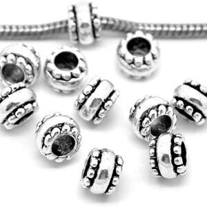 European Spacer Beads Silver Tone Alloy 9mm for Bracelets Jewelry Making